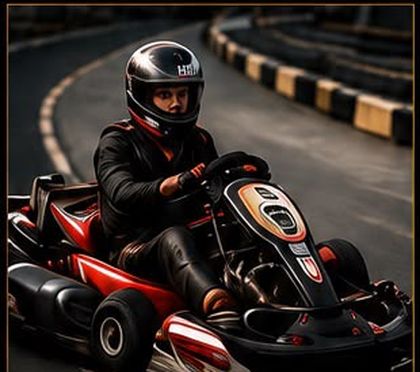 Un pilote de karting sur circuit.