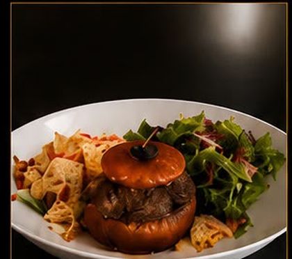 Une assiette dressée dans un restaurant.